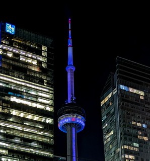 a blue cn tower... (Tormar Johnson)