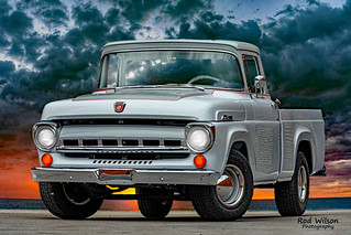 1957 Grey Ford F100 Pick Up Sunset Beach Cruise 5Dii 24mm (rod1691)