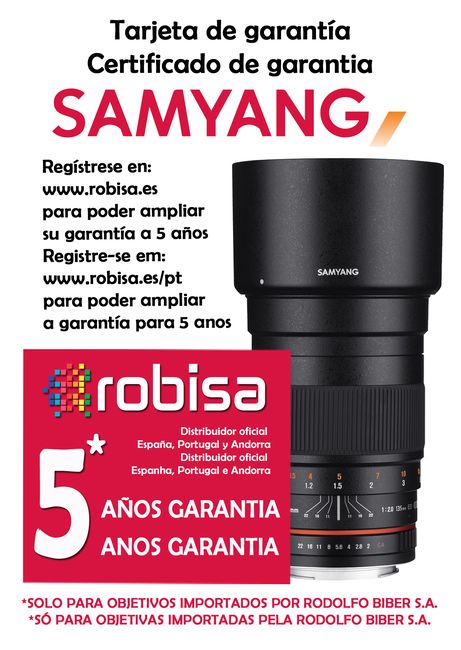 Ampliación garantía Samyang