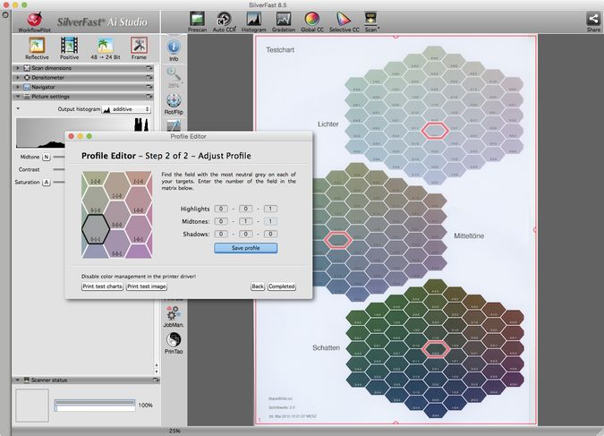 SilverFast 8.5 con calibración de Impresora