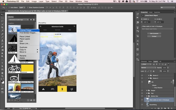 Adobe Stock licenciando imagen desde Photoshop