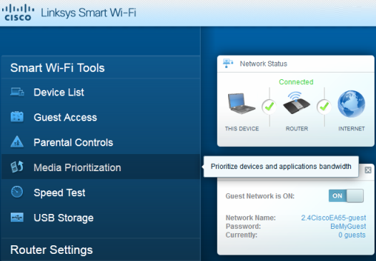 Linksys Smart Wi-Fi.