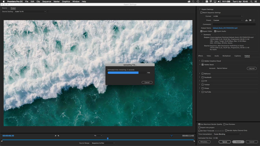 Adobe Premiere Pro CC upload