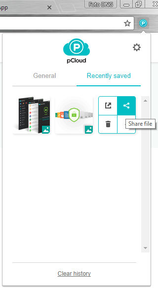 pCloud Chrome addon