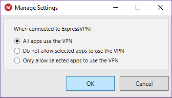 ExpressVPN opciones