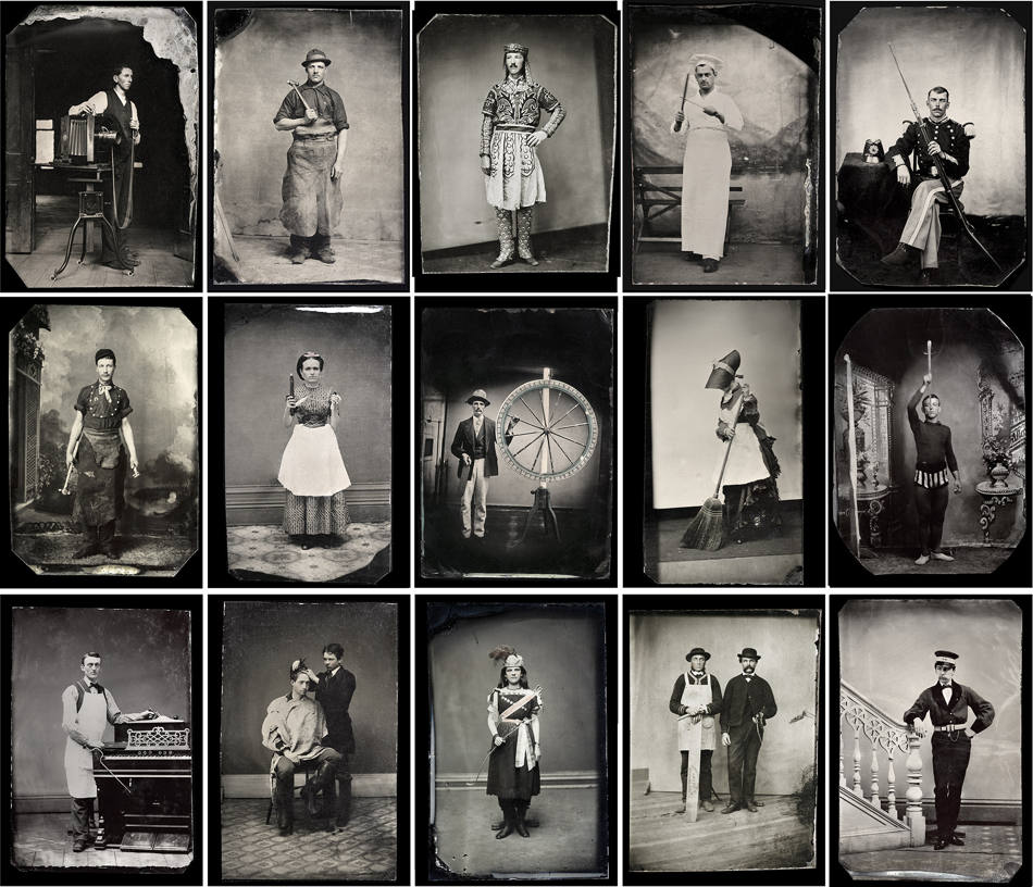 Fotógrafos desconocidos, [Trabajadores exhiben herramientas de sus oficios], ca.1865-90