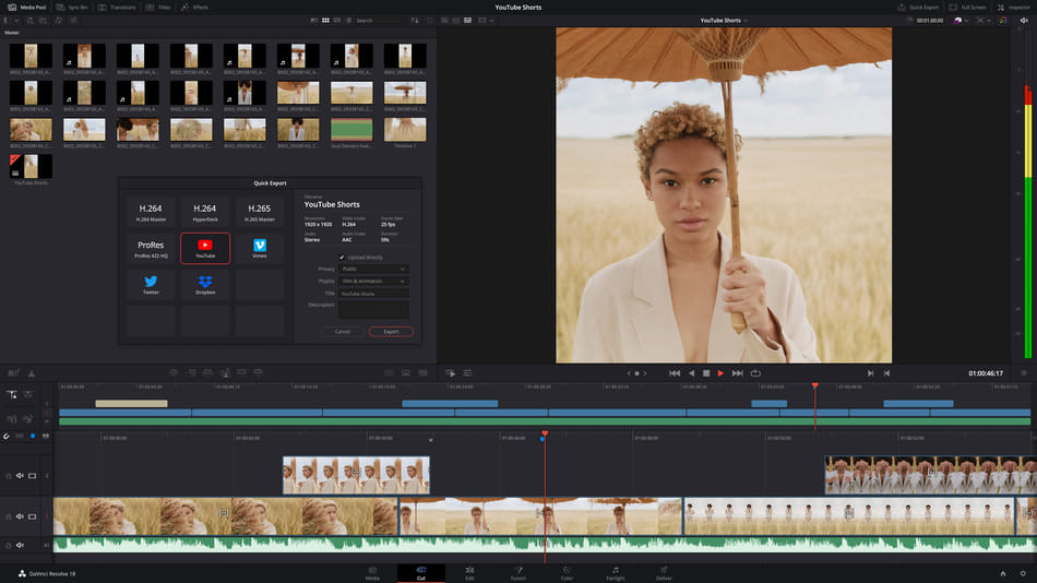 Da Vinci Resolve 18.1 exportar